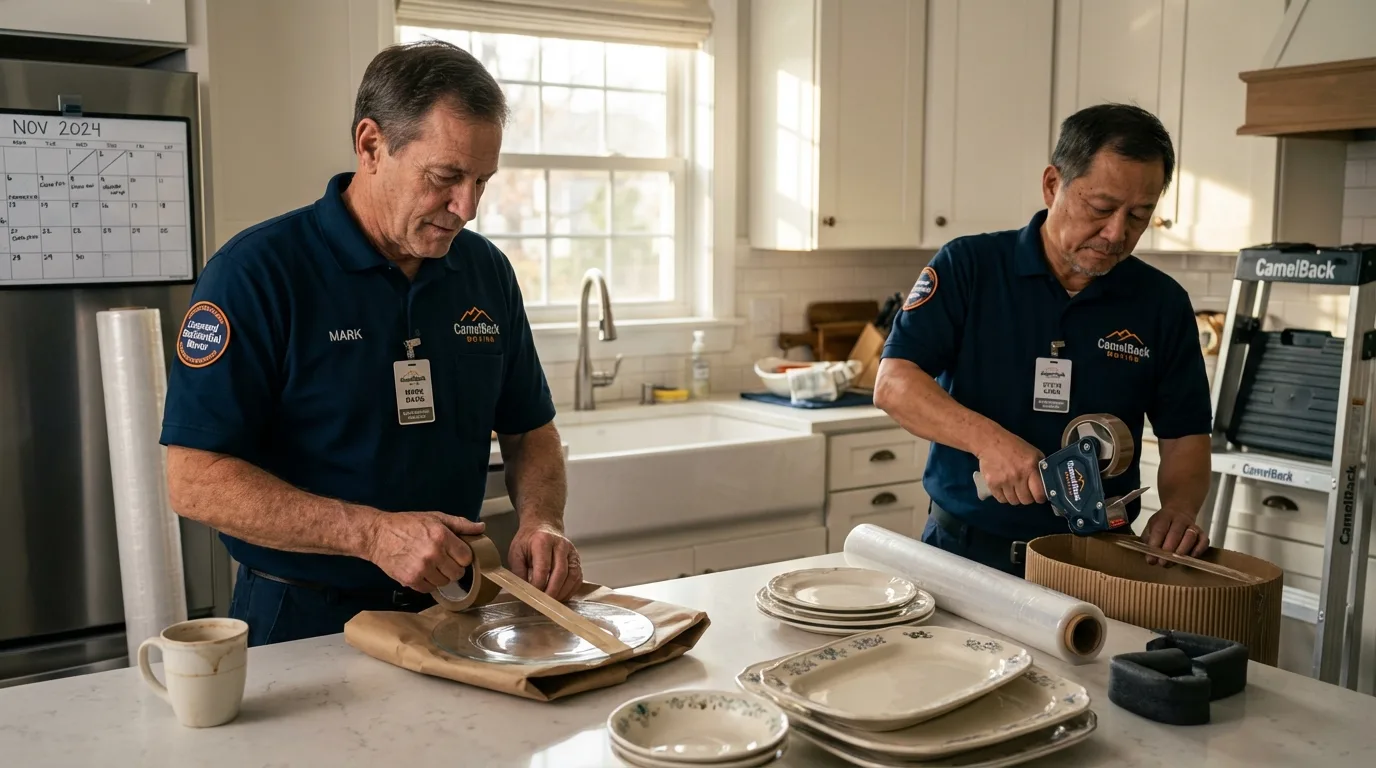 Professional crew packing kitchen dishware in Front Royal, VA